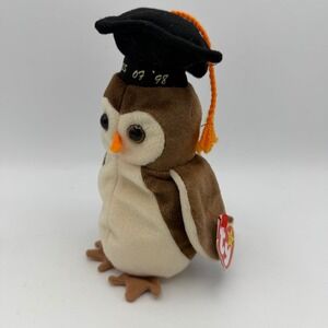 Ty Beanie Baby Wise the Owl Class of 1998 Plush Brown Stuffed Animal With Tags